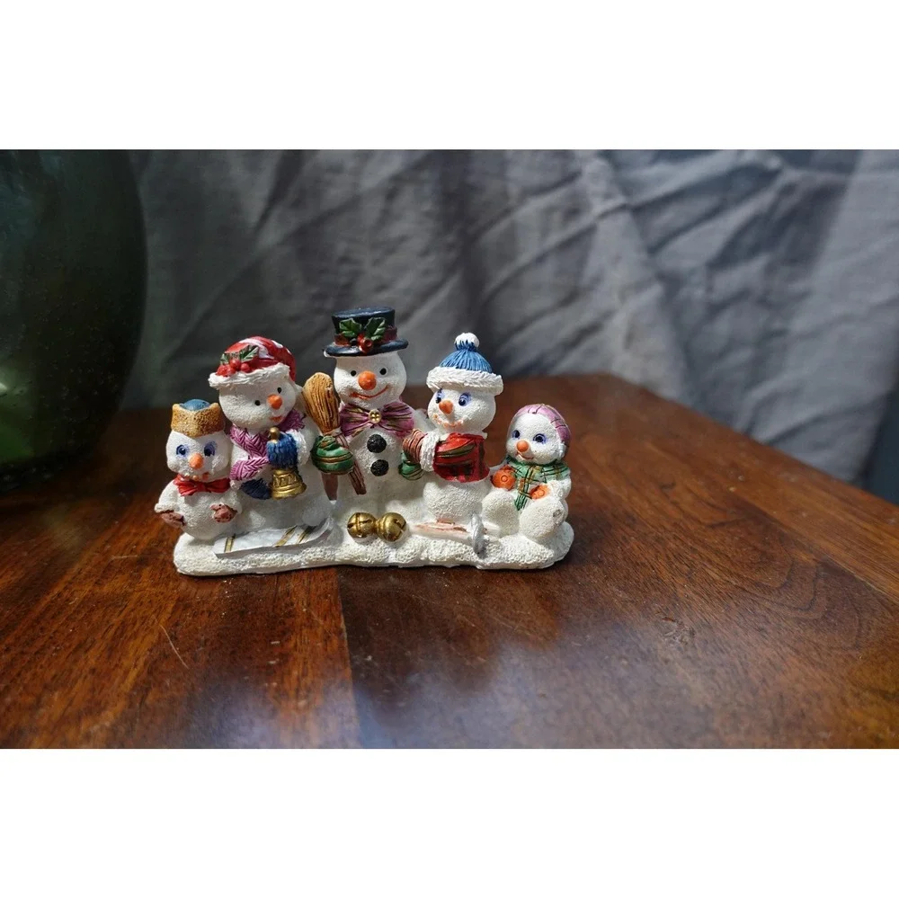 Christmas Snowman Family‎ Figurine Winter Holiday Tabletop Decor 5 Inch Resin